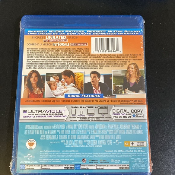🤑3/$15🤑 The Change Up [Blu-ray + Digital Copy + UltraViolet] - Picture 2 of 2